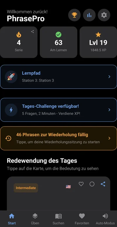 PhrasePro Home Screen